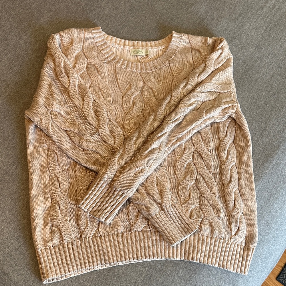 Spartina Cable Knit Sweater in Soft Pink